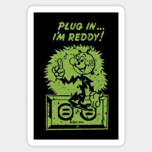 plug in reddy kilowatt distressed green Magnet